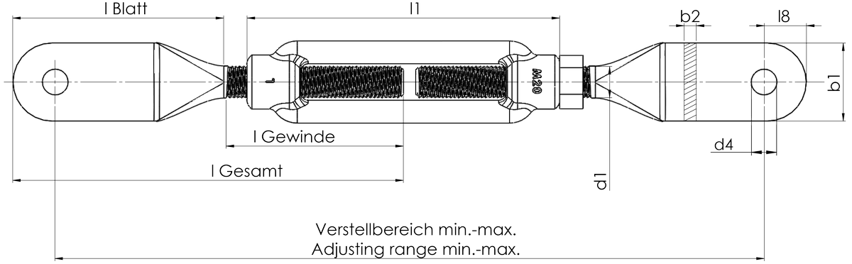 Spannschlösser DIN 1480 mit Blattschrauben und Kontermutter